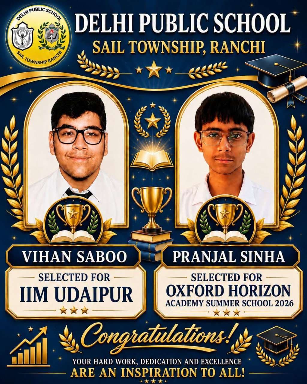 Vihan Saboo Secures Admission to IIM Udaipur & Pranjal Sinha Selected for Oxford Horizon Academy Summer School