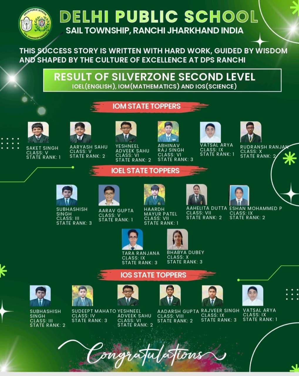 DPS Ranchi Students Excel in Second Level SilverZone Olympiads