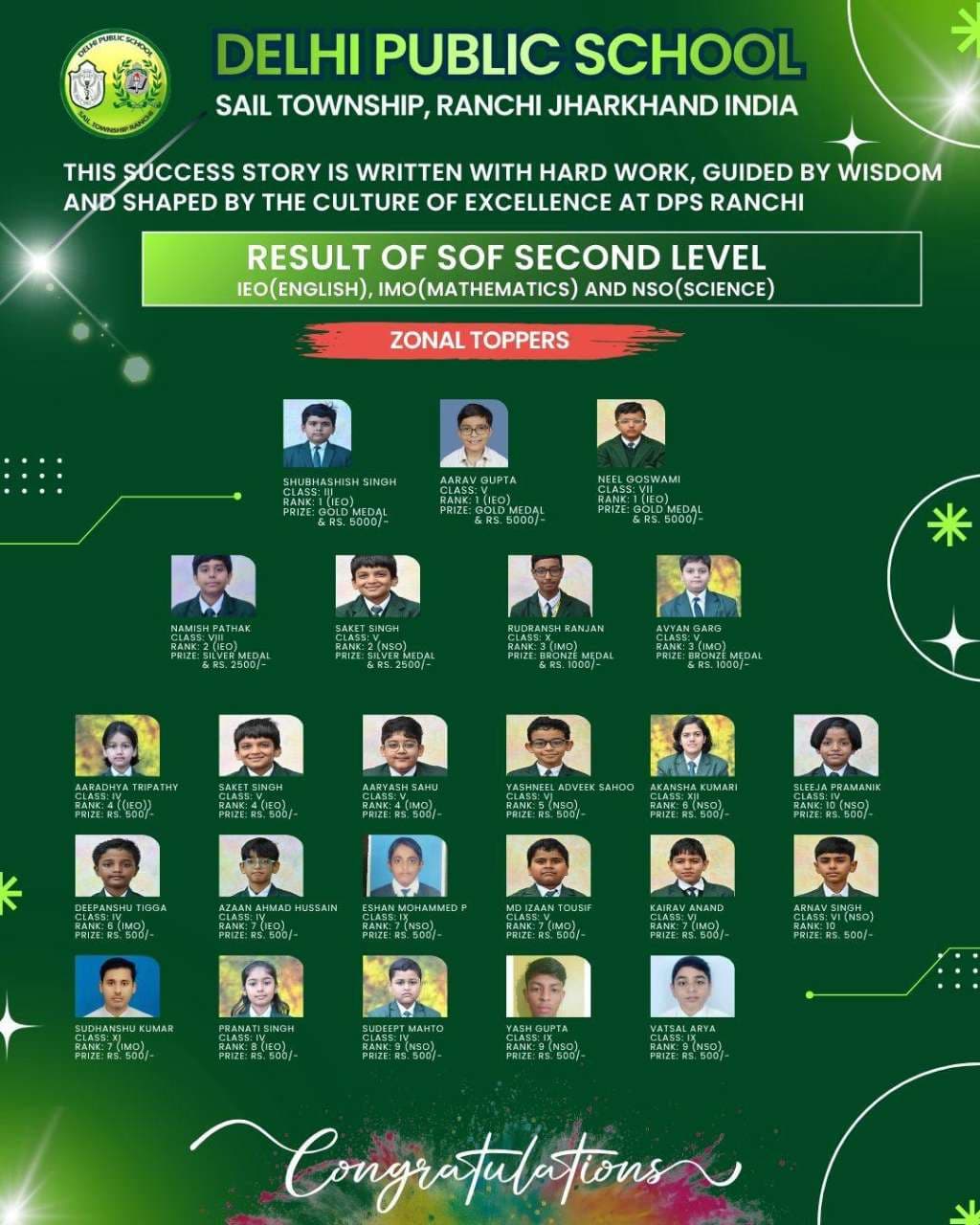 DPS Ranchi Excels in SOF International Second Level Olympiad 2025–26