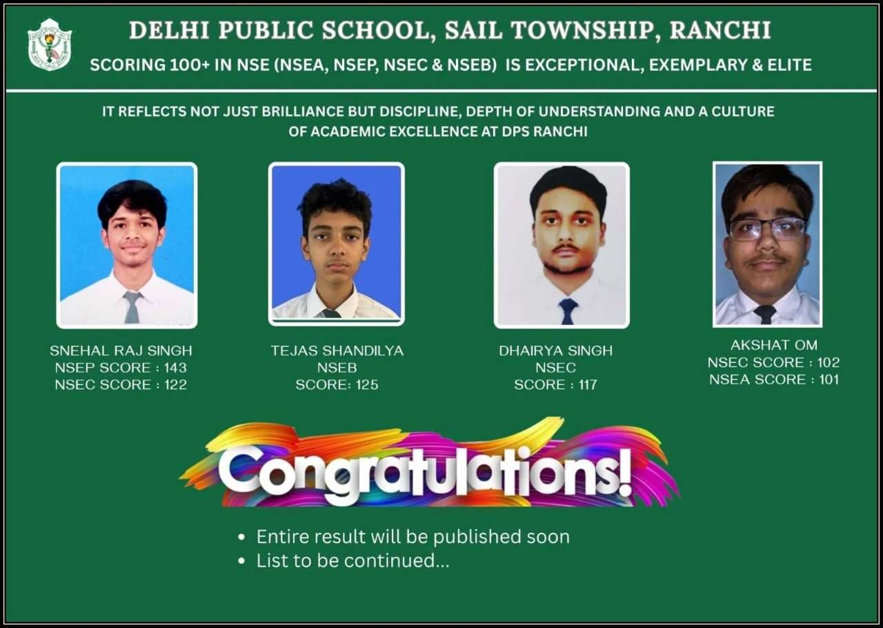 DPS Ranchi Students Excel in National Science Examination