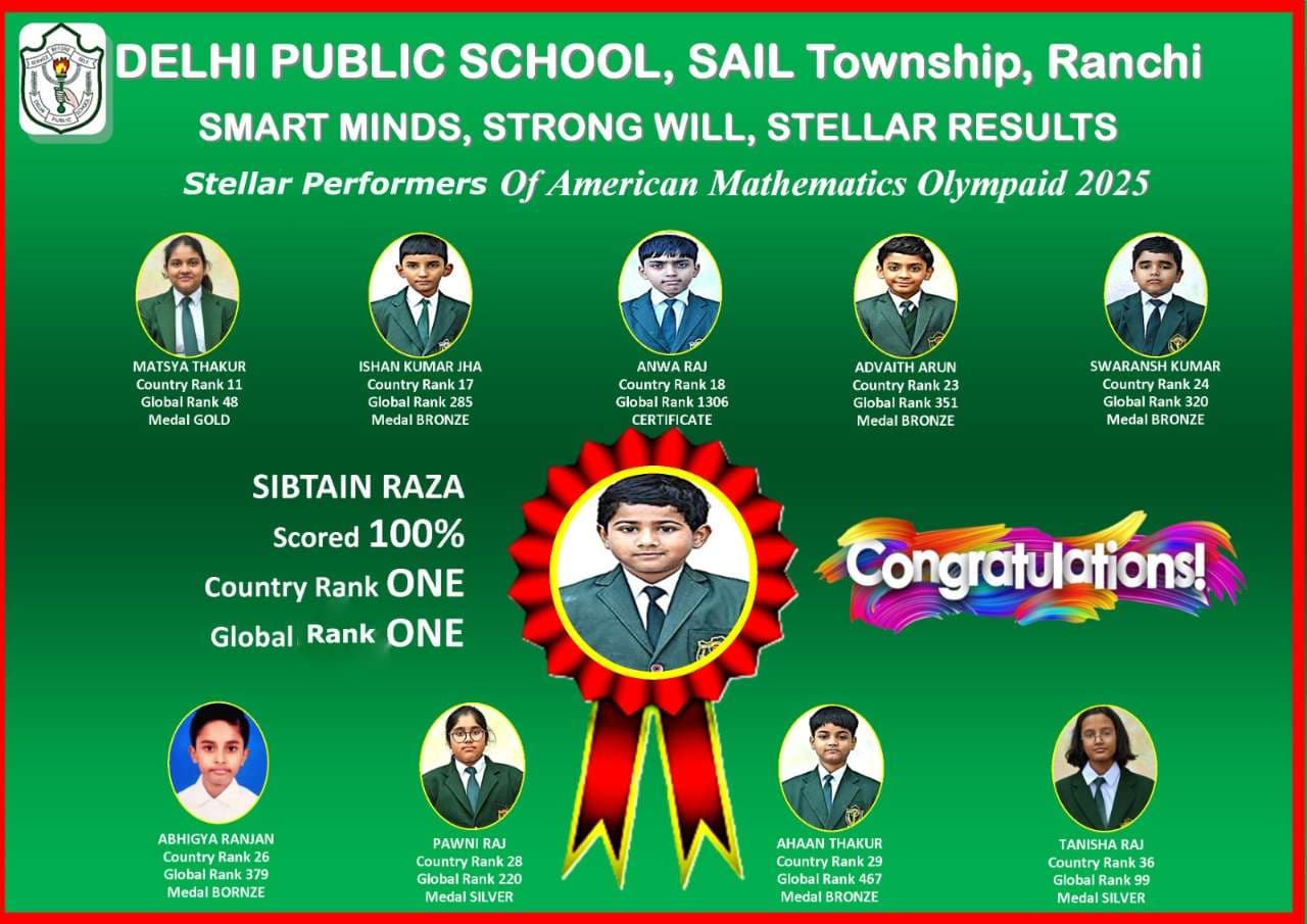 DPS Ranchi Students Excel in American Mathematics Olympiad 2025