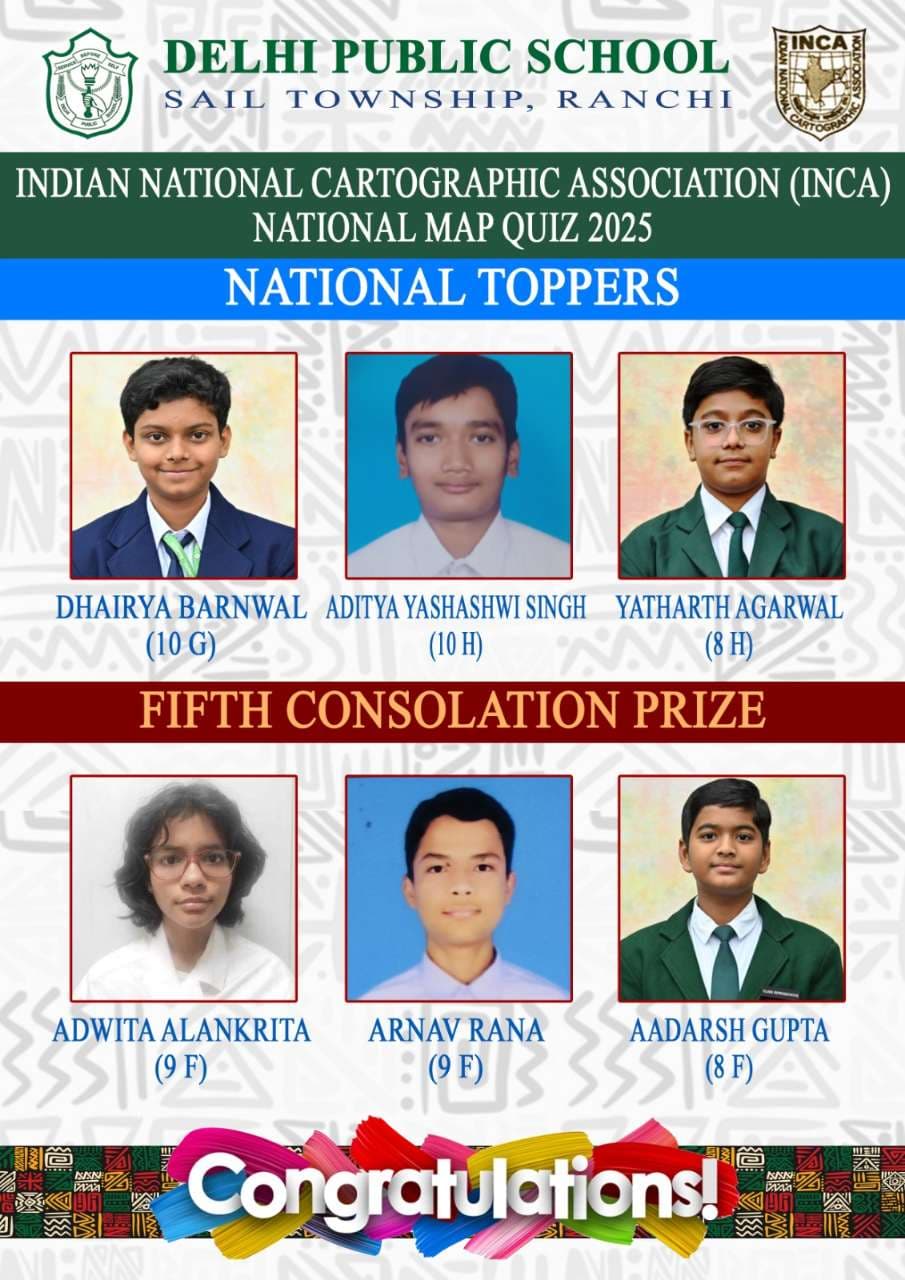 DPS RANCHI STUDENTS SHINE AT NATIONAL LEVEL IN INCA MAP QUIZ 2025