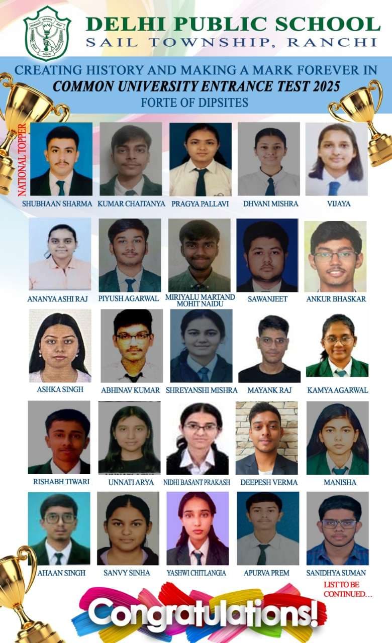 DPS Ranchi Students Shine with Exceptional Results in CUET 2025